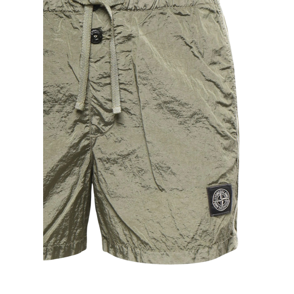 Short de bain court STONE ISLAND slim nylon métal ECONYL ® kaki poches