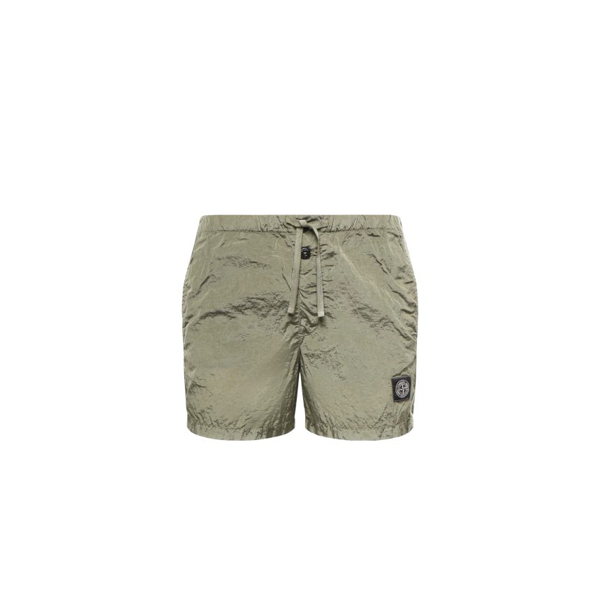 Short de bain court STONE ISLAND slim nylon métal ECONYL ® kaki poches