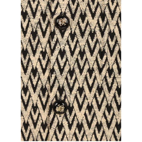 Veste bouton surchemise VALENTINO jacquard beige V noir poches plaquées