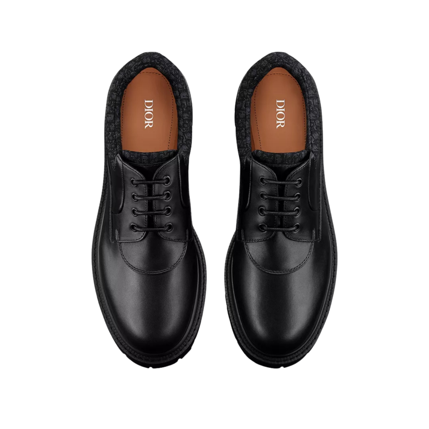 Derby DIOR Explorer III Cuir veau lisse et toile jacquard Dior Oblique noir