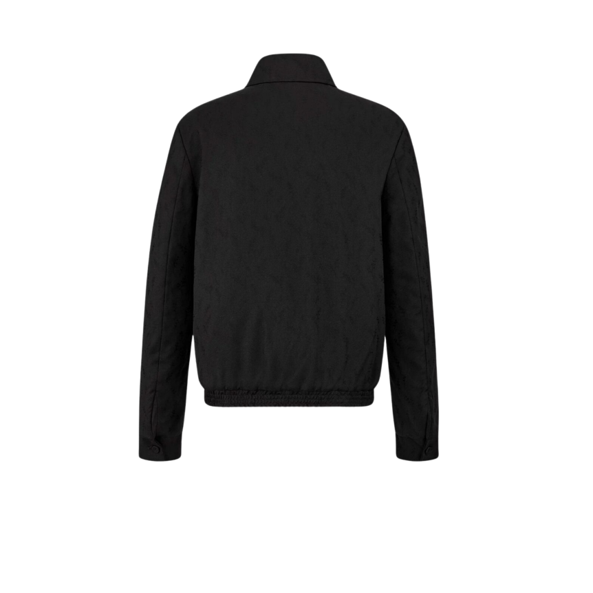 Blouson zippé DIOR laine mohair cannage ton sur ton noir