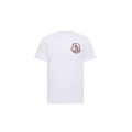 T-shirt col rond jersey de coton blanc double logo blanc bleu