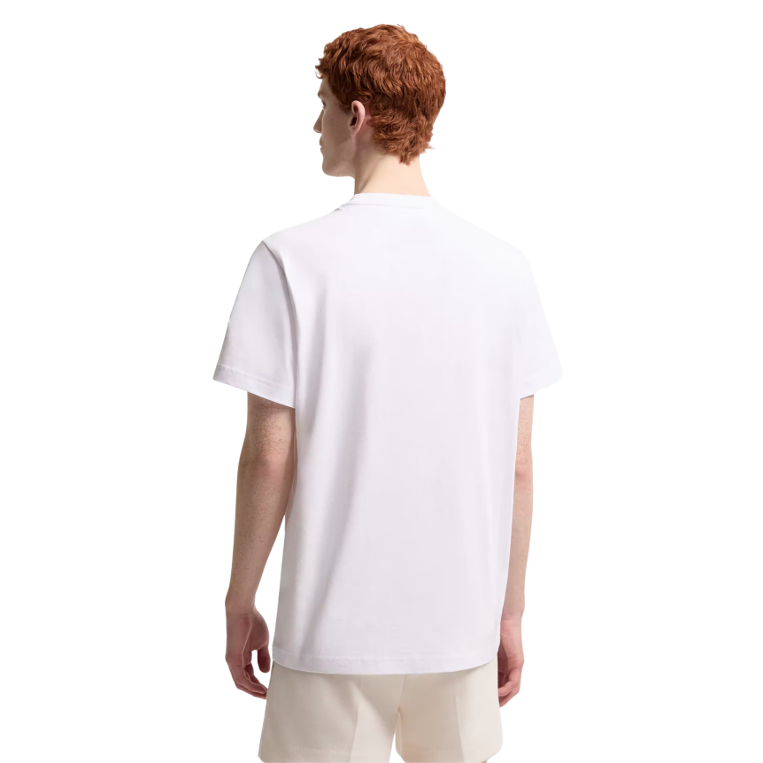 T-shirt col rond MONCLER jersey de coton blanc double logo blanc bleu