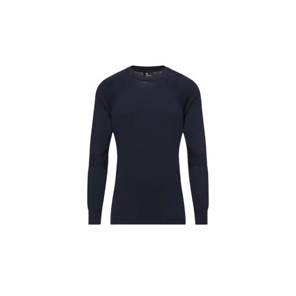 Pull col rond MONCLER crêpe viscose polyester stretch bleu marine Grenoble