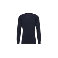 Pull col rond crêpe viscose polyester stretch bleu marine Grenoble