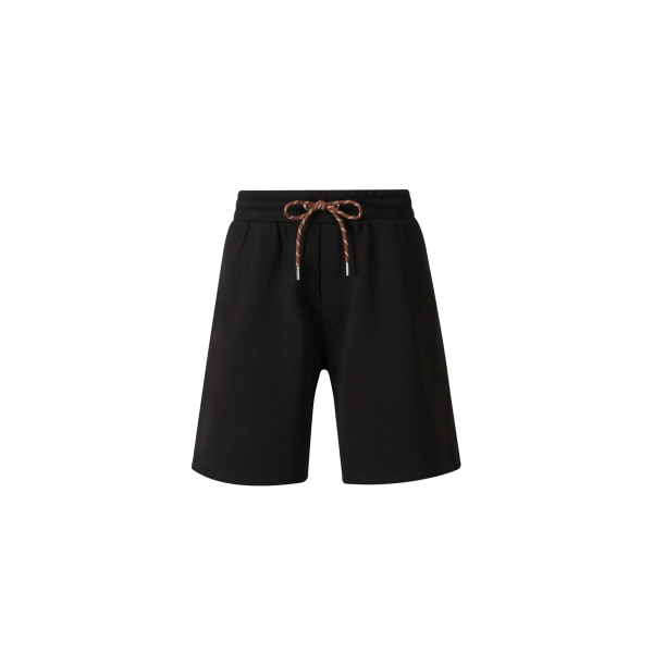 Short MONCLER coton noir taille élastique bande marron