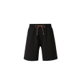 Short coton noir taille élastique bande marron