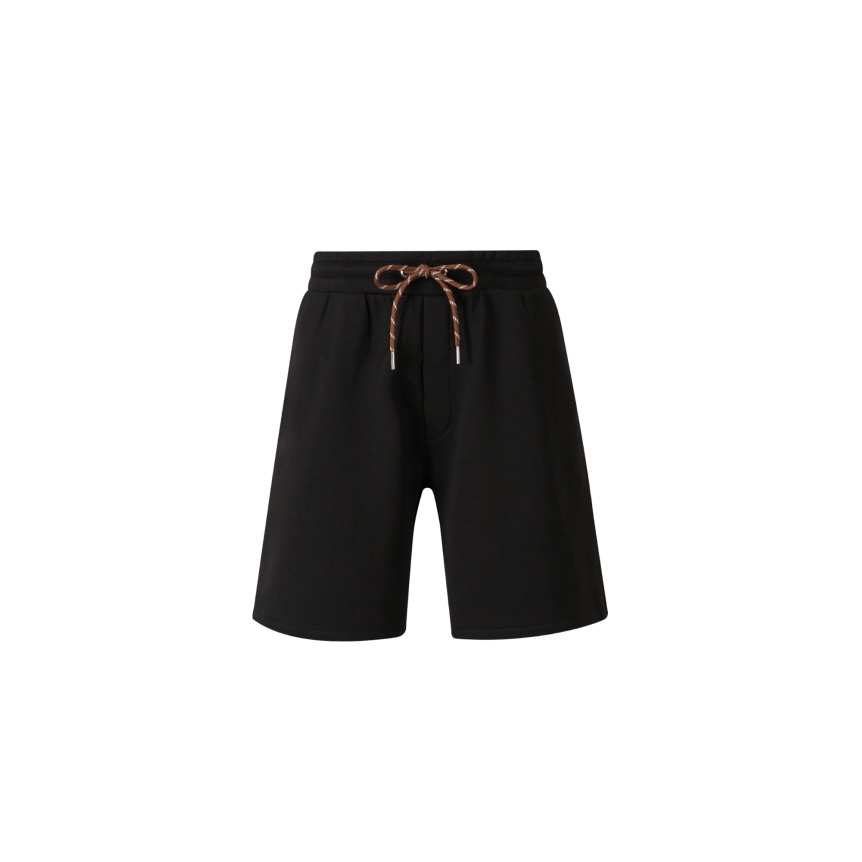 Short MONCLER coton noir taille élastique bande marron
