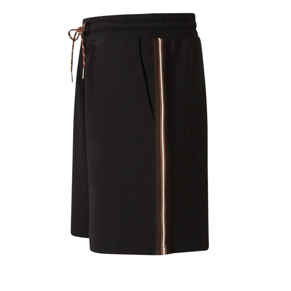 Short MONCLER coton noir taille élastique bande marron