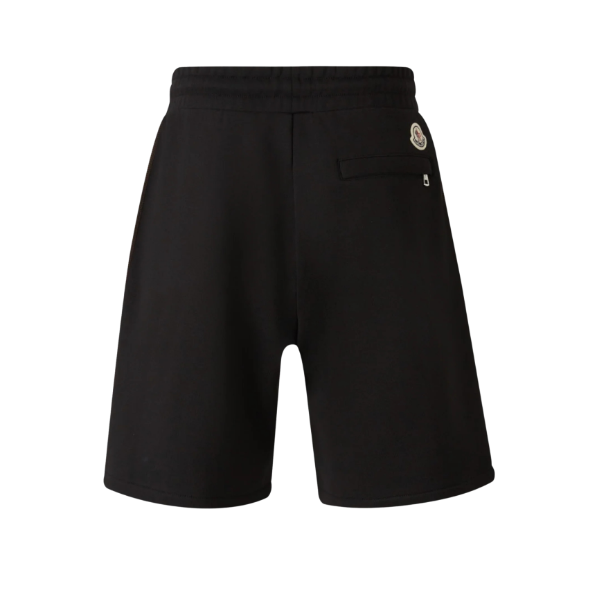 Short MONCLER coton noir taille élastique bande marron