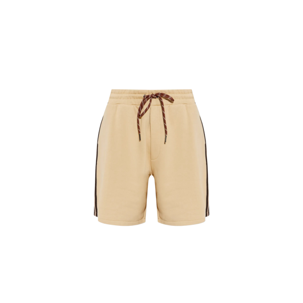 Short MONCLER coton beige taille élastique bande marron