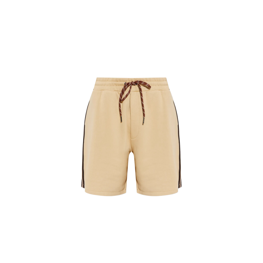 Short MONCLER coton beige taille élastique bande marron