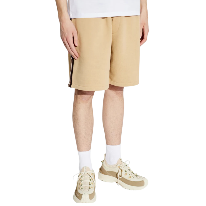 Short MONCLER coton beige taille élastique bande marron