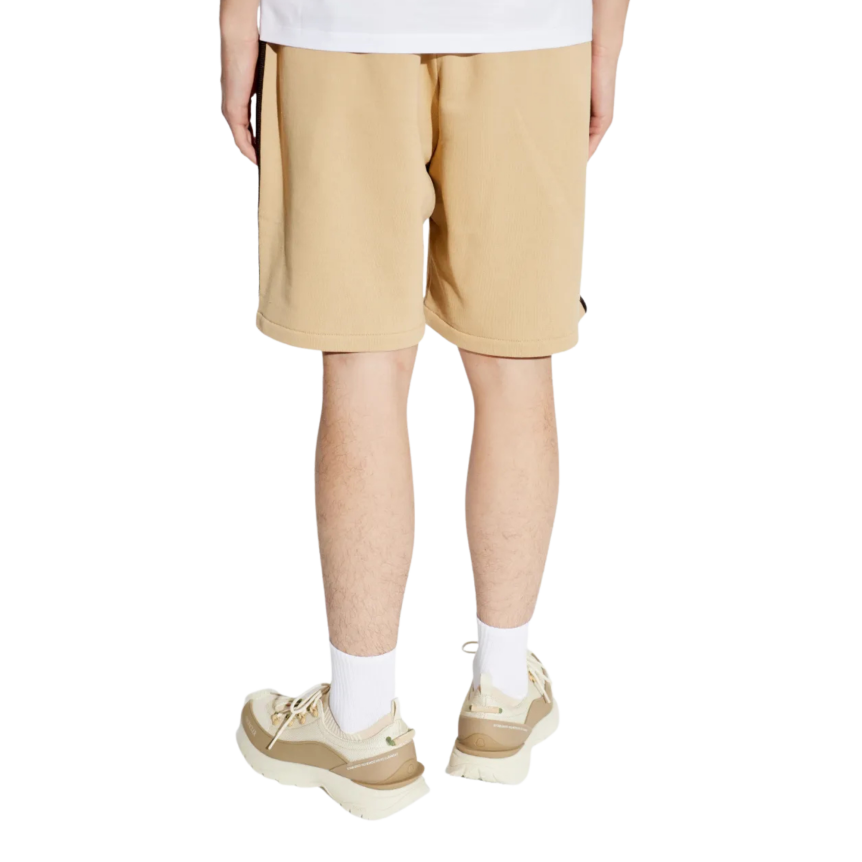 Short MONCLER coton beige taille élastique bande marron