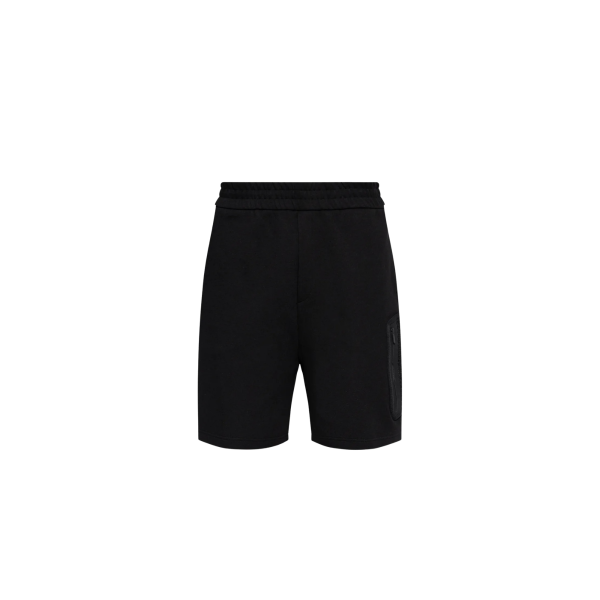 Short MONCLER coton stretch noir logo black mat poche filet