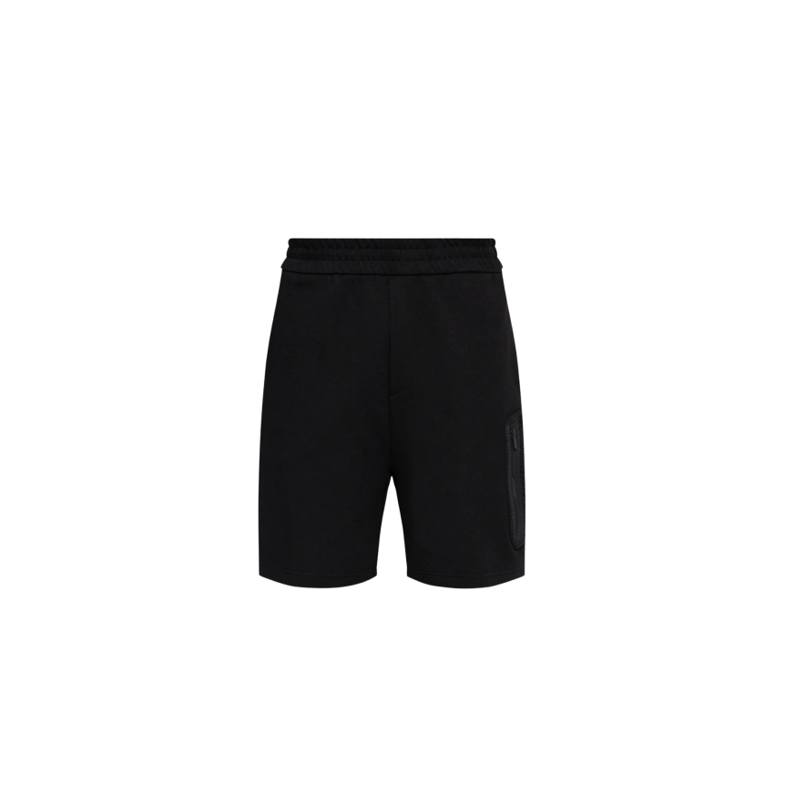Short MONCLER coton stretch noir logo black mat poche filet