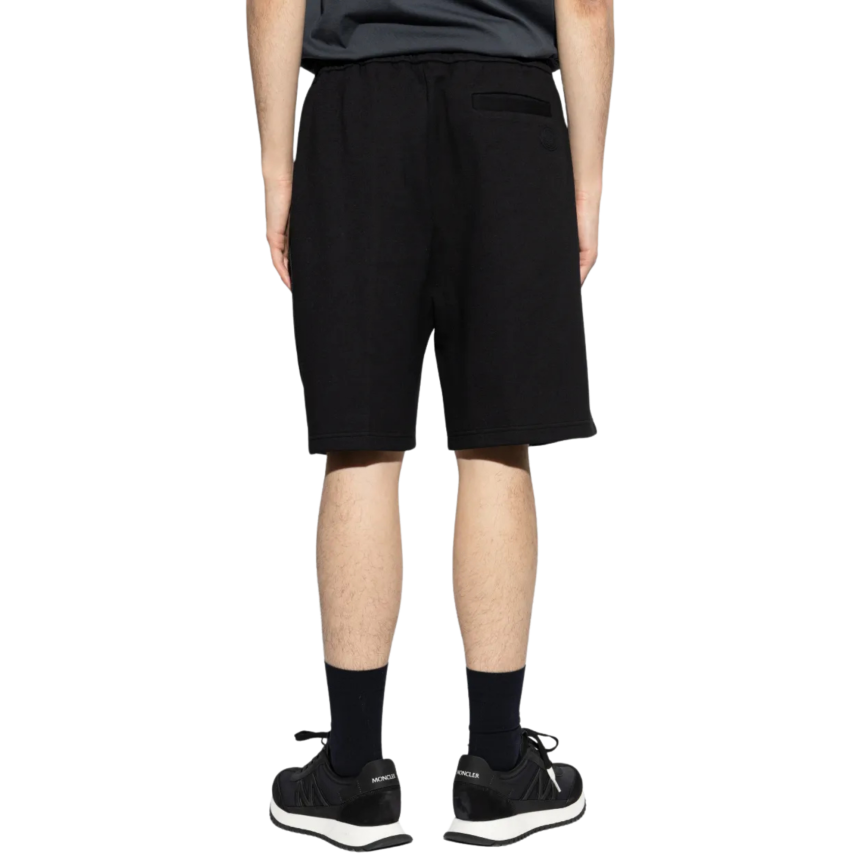 Short MONCLER coton stretch noir logo black mat poche filet
