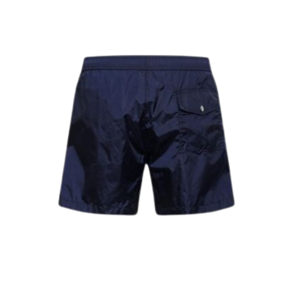 Short de bain MONCLER nylon bleu marine bande blanche
