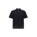 Polo piqué de coton bleu marine col demi zip bas nylon