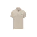Polo  piqué de coton beige logo double noir mat