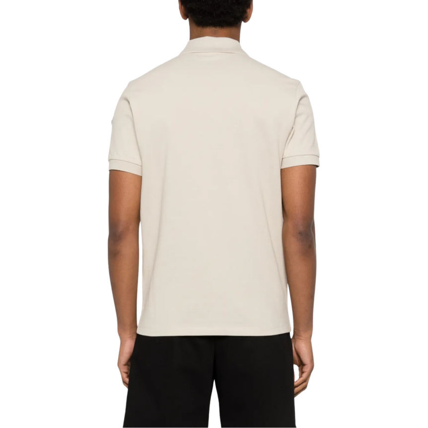 Polo  MONCLER piqué de coton beige logo double noir mat