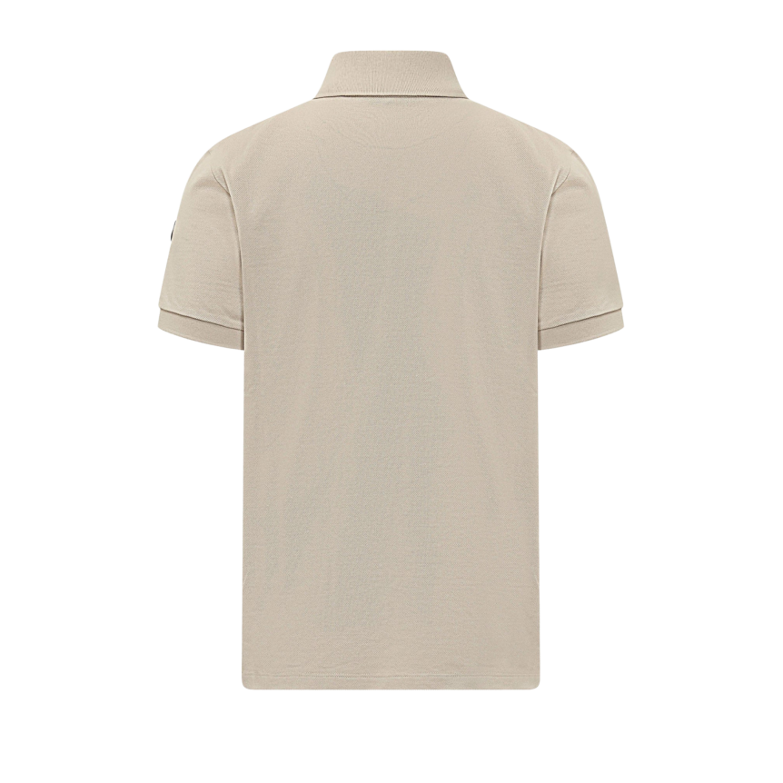Polo  MONCLER piqué de coton beige logo double noir mat
