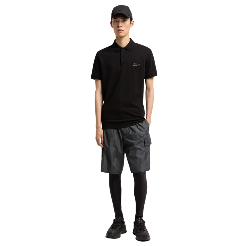 Polo MONCLER piqué de coton noir logo doublE noir mat