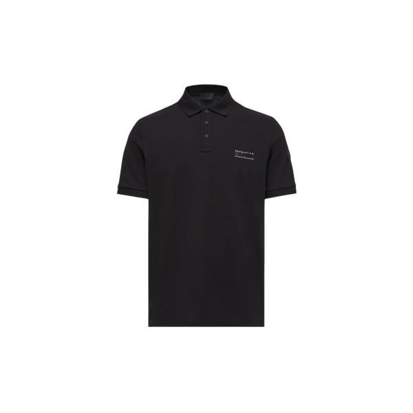 Polo MONCLER piqué de coton noir logo doublE noir mat