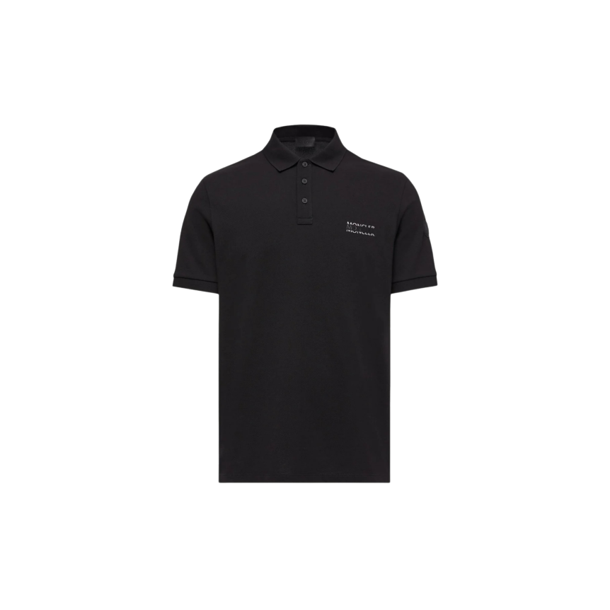 Polo MONCLER piqué de coton noir logo doublE noir mat