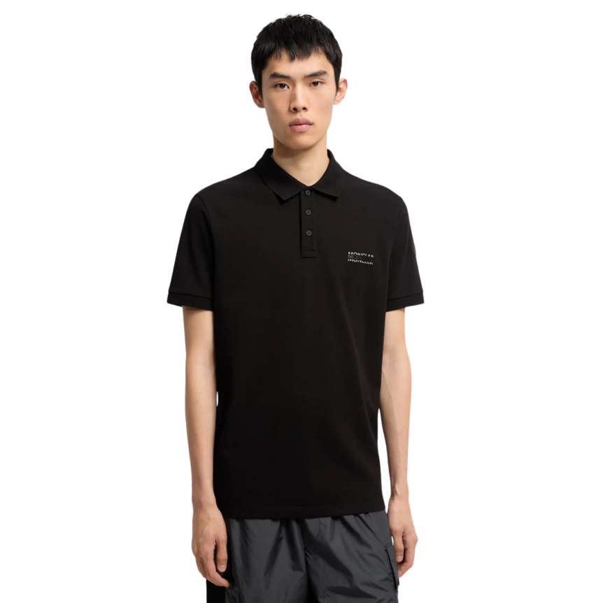 Polo MONCLER piqué de coton noir logo doublE noir mat