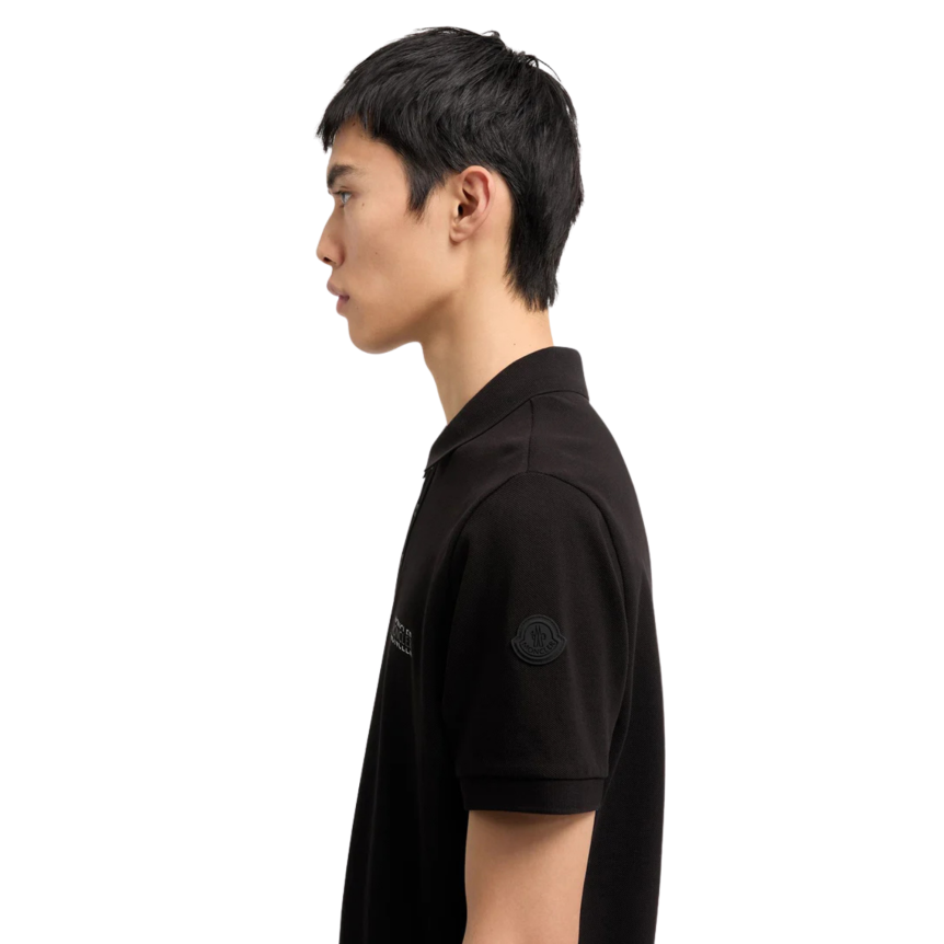 Polo MONCLER piqué de coton noir logo doublE noir mat