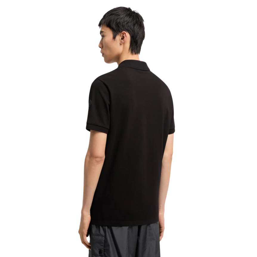 Polo MONCLER piqué de coton noir logo doublE noir mat