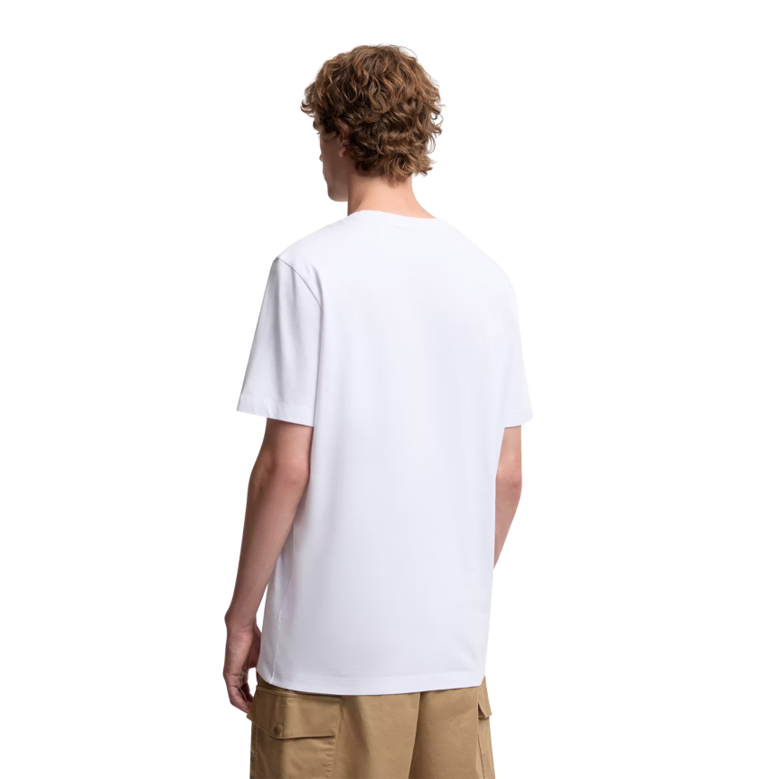 T-shirt col rond MONCLER manche courte coton blanc logo velours