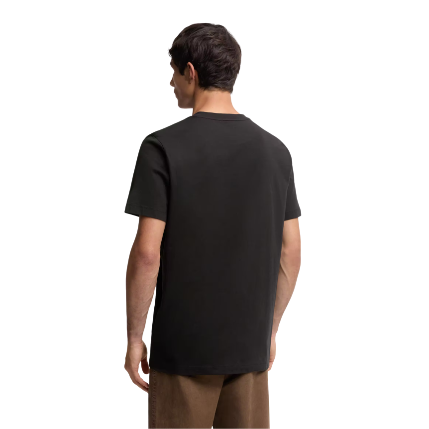 T-shirt col rond MONCLER manche courte coton noir logo velours