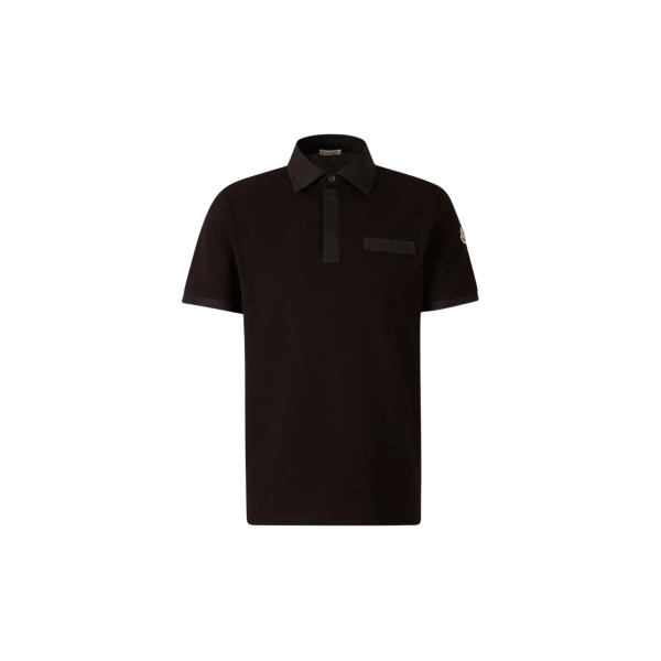 Polo MONCLER coton piqué noir boutons cachés