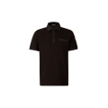 Polo coton piqué noir boutons cachés