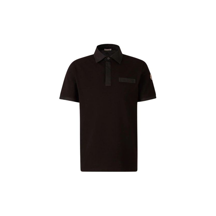 Polo MONCLER coton piqué noir boutons cachés