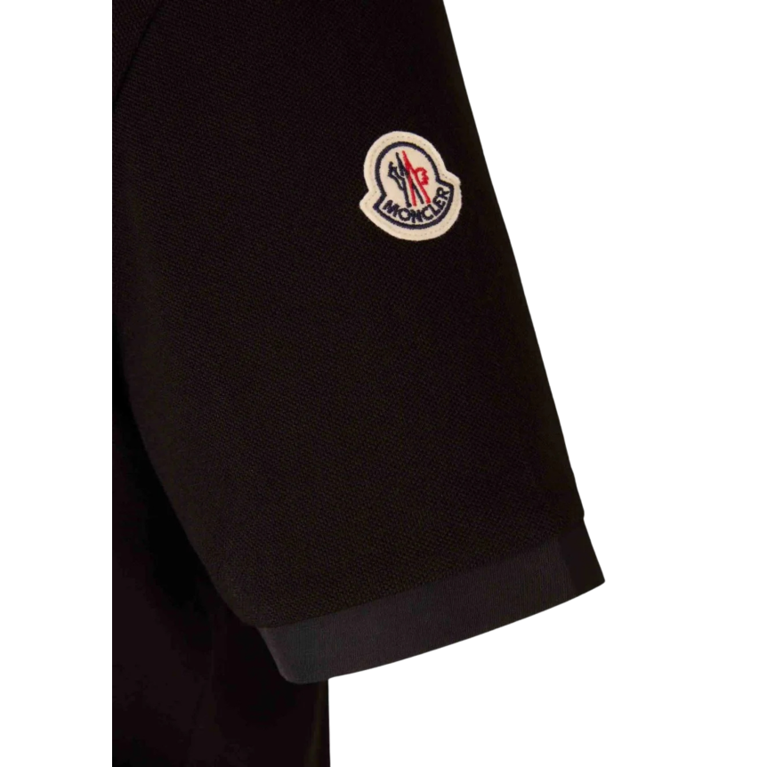 Polo MONCLER coton piqué noir boutons cachés
