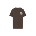 T-shirt en jersey de coton marron chocolat à logo relief blanc patch noir mat