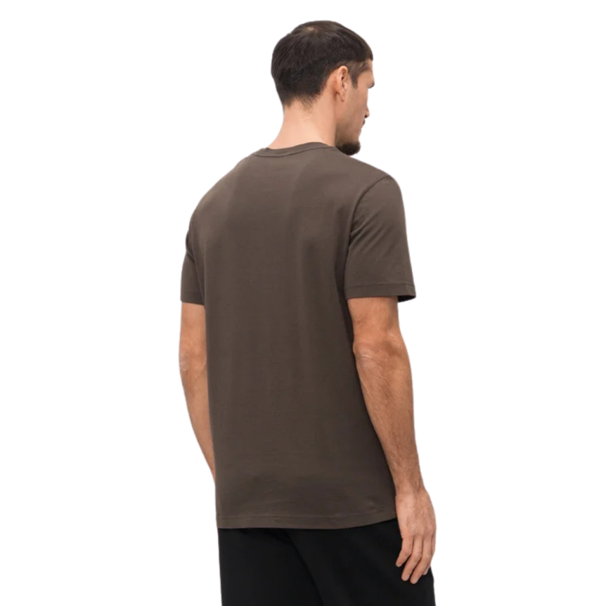 T-shirt MONCLER en jersey de coton marron chocolat à logo relief blanc patch noir mat