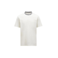 T-shirt coton blanc à finitions logo Moncler noir col