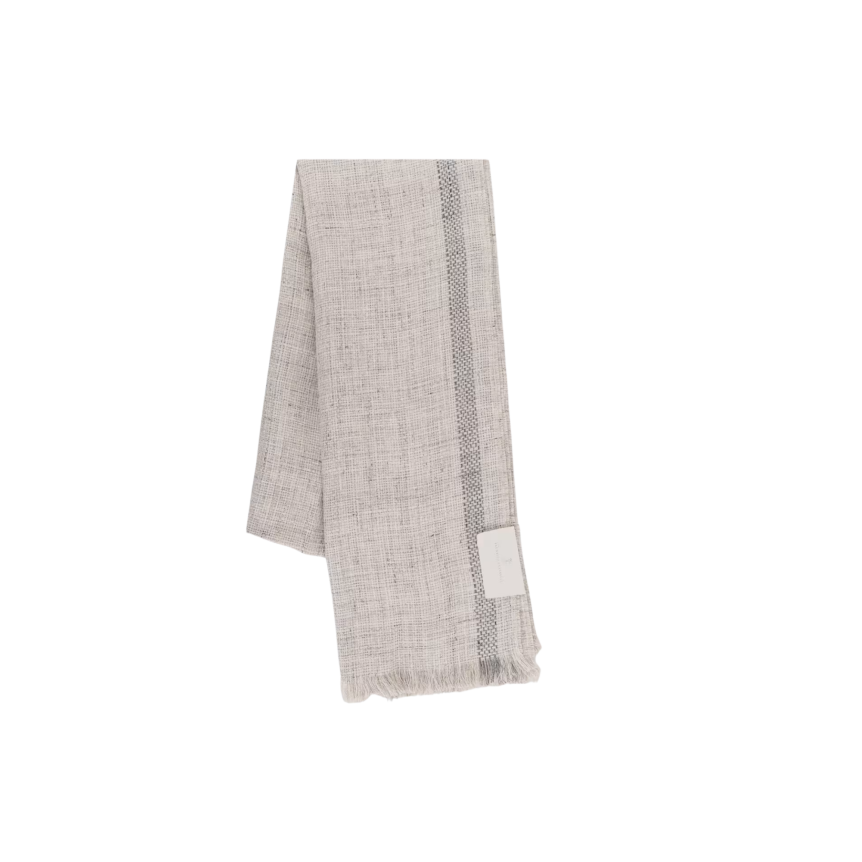 Echarpe BRUNELLO CUCINELLI  lin gris beige franges