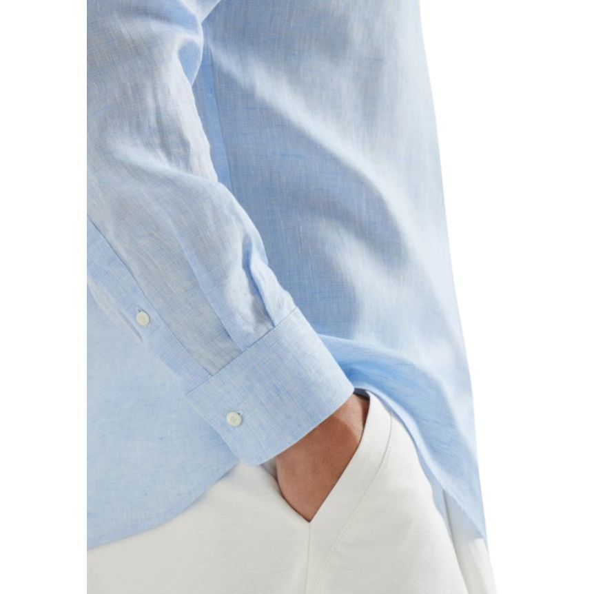 Chemise manche longue BRUNELLO CUCINELLI col italien bleu ciel