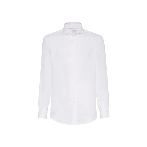 Chemise manche longue BRUNELLO CUCINELLI col italien blanc