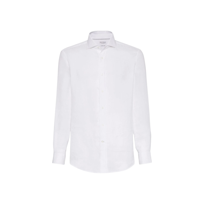 Chemise manche longue BRUNELLO CUCINELLI col italien blanc