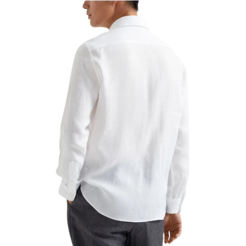 Chemise manche longue BRUNELLO CUCINELLI col italien blanc