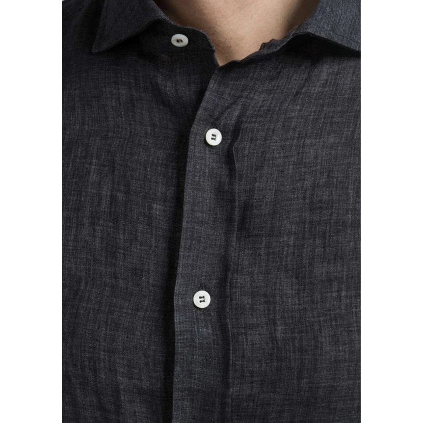 Chemise manche longue BRUNELLO CUCINELLI col italien lin gris anthracite