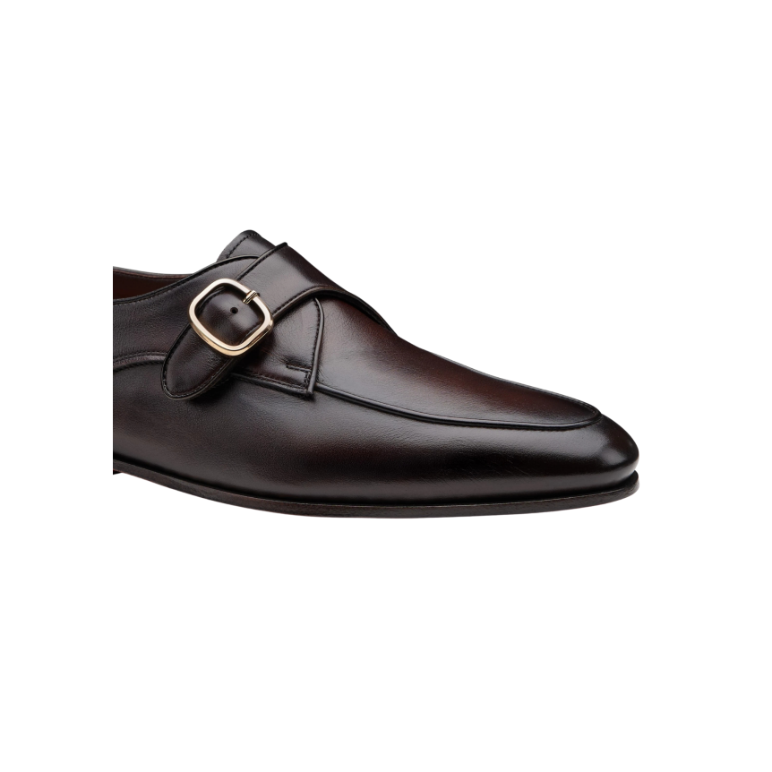 Chaussure mocassin à boucle SANTONI en cuir brun foncé