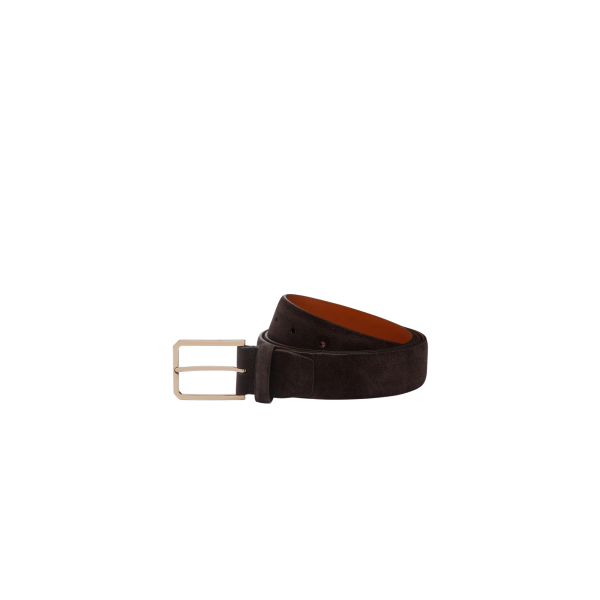 Ceinture réglable SANTONI en daim marron