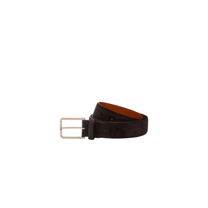 Ceinture réglable SANTONI en daim marron